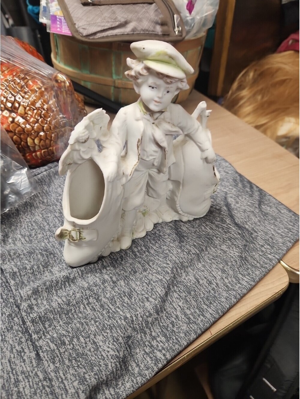 Antique German  Porcelain Figurine And Bud Vase Spill Vase!